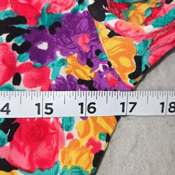 Vintage The Original Womens Medium Button Front Dress Floral 80s Cottagecore - Picture 10 of 13